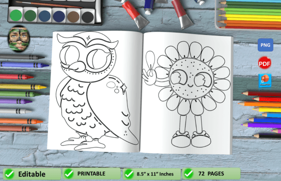 Animals and Flowers Coloring Book