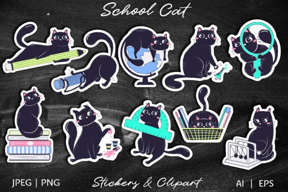Cute Cat Student Stickers