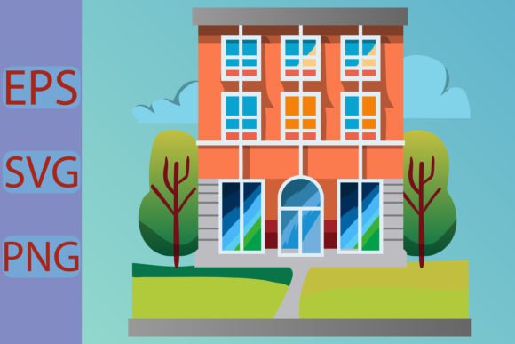 School Building Vector Illustration